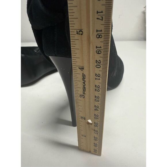 Carlos Santana Crown Fashion Ankle Boots Suede Zip Heel Bow Black Size 8M - Picture 14 of 16